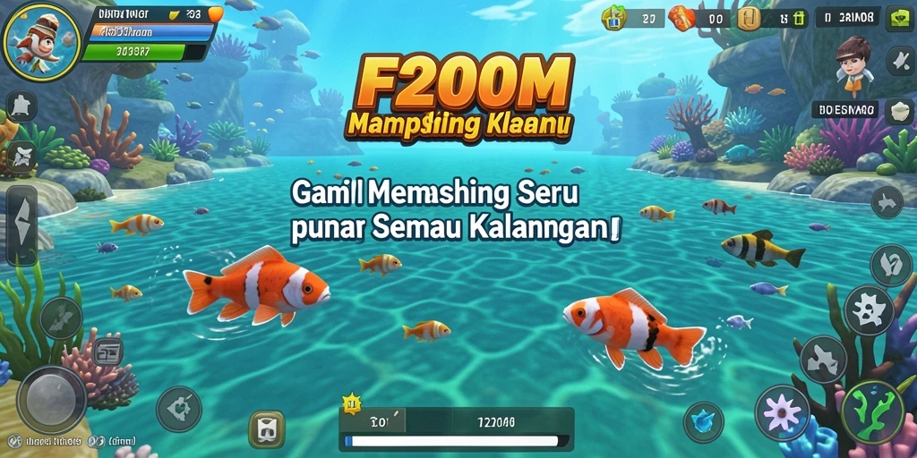 Screenshot F200M menampilkan gameplay memancing yang seru dan realistis.
