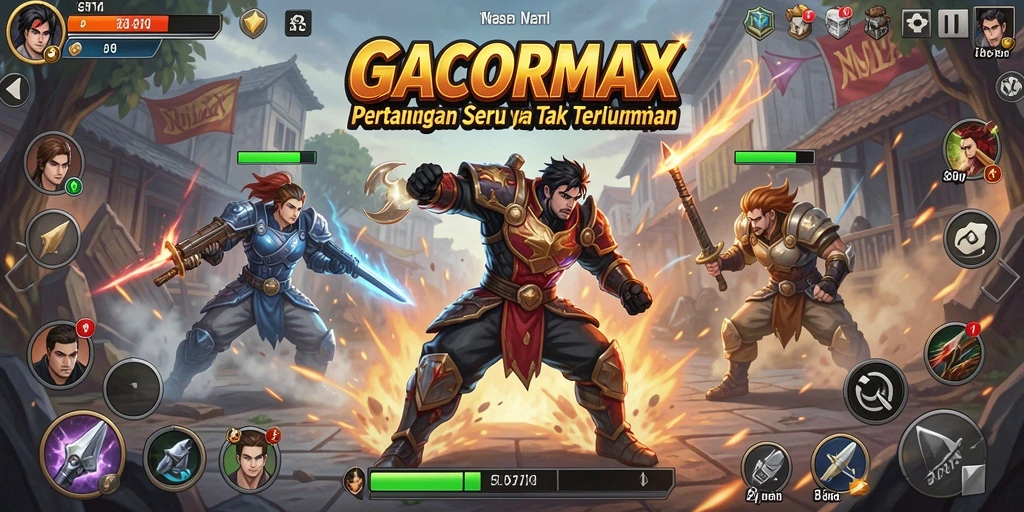 Gameplay GACORMAX yang seru dengan pertarungan intens.