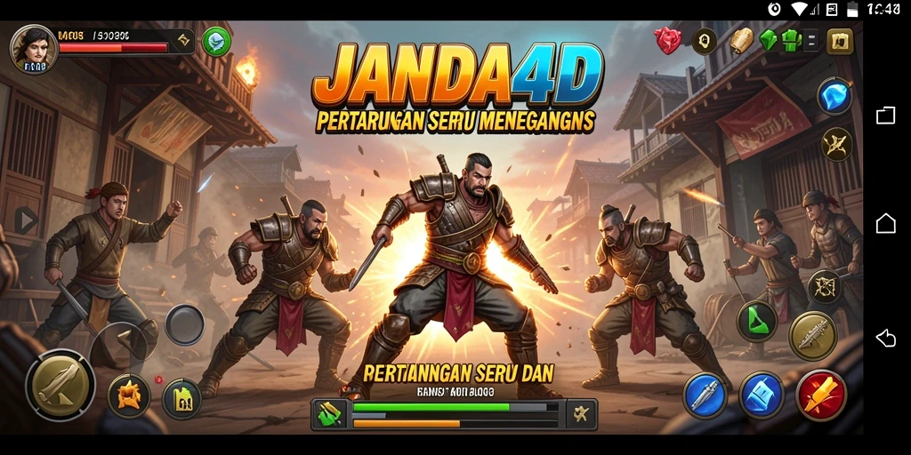 Tampilan gameplay JANDA4D dengan karakter bertarung dalam aksi.