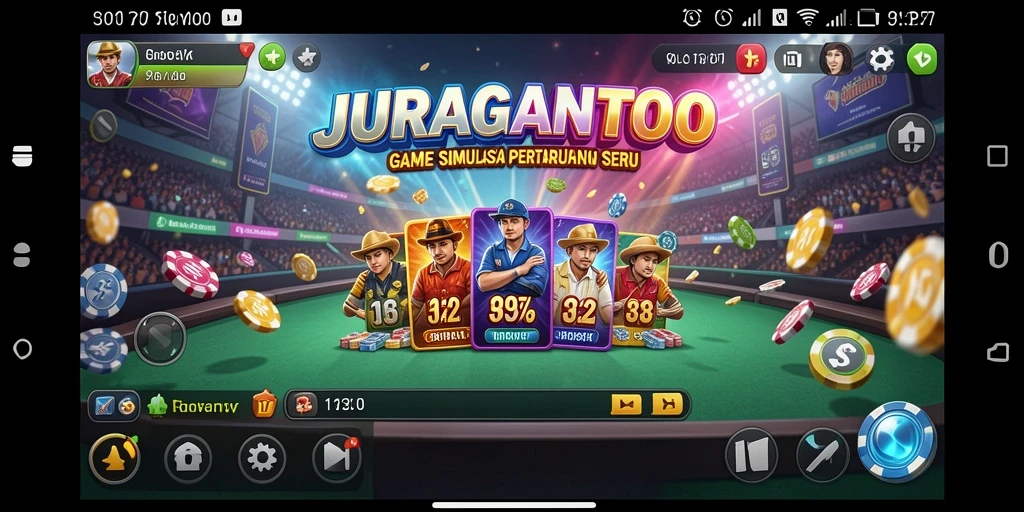 Tampilan utama JURAGANTOTO menunjukkan gameplay simulasi pertaruhan yang menarik.