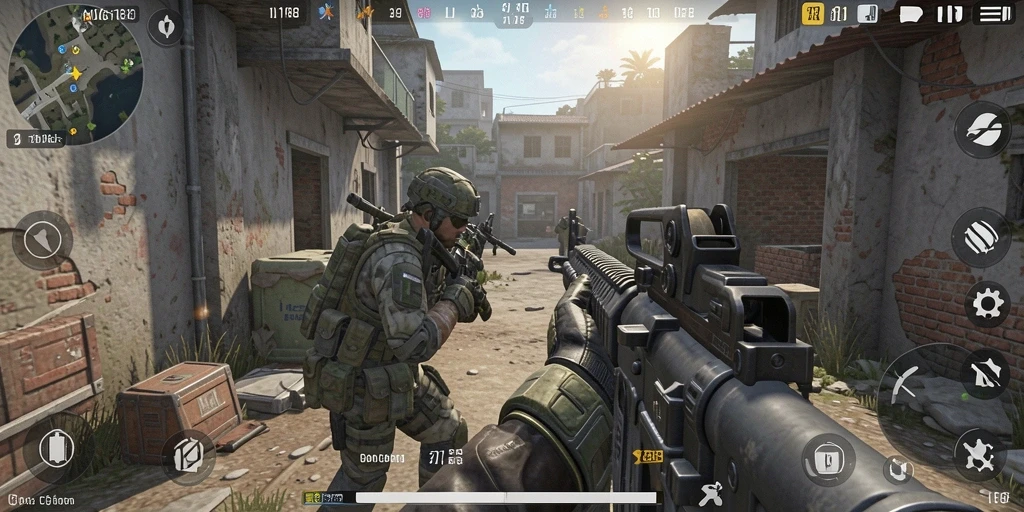 Tampilan gameplay MDG188 dengan aksi tembak-menembak yang intens.