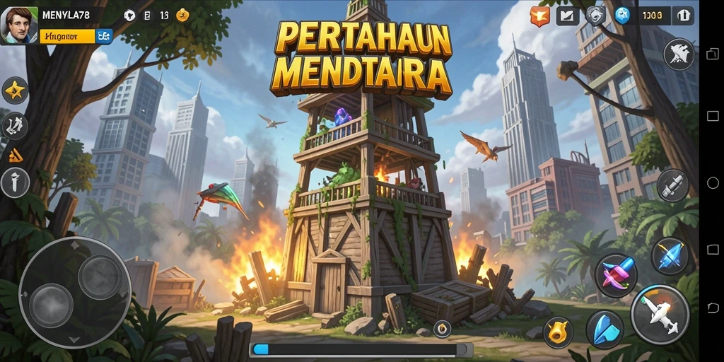 Tampilan gameplay <strong>MENYALA78</strong> yang penuh aksi Tower Defense.