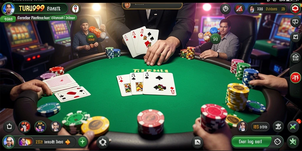 Screenshot gameplay TURU99 menampilkan suasana bermain Poker yang mendebarkan.