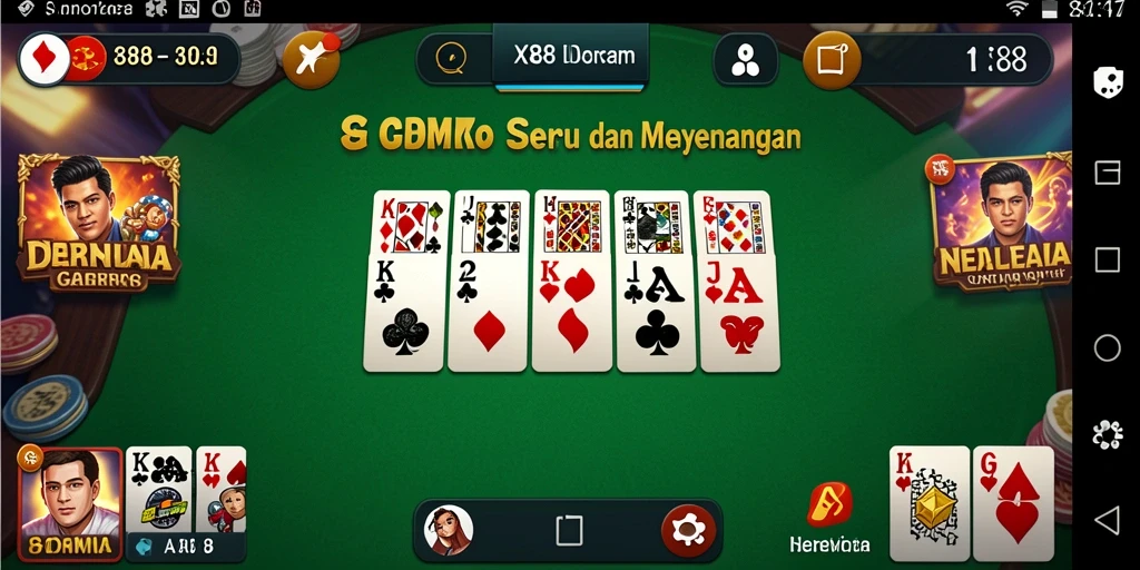 Tangkapan layar game X88 menunjukkan momen menegangkan saat bermain Domino.